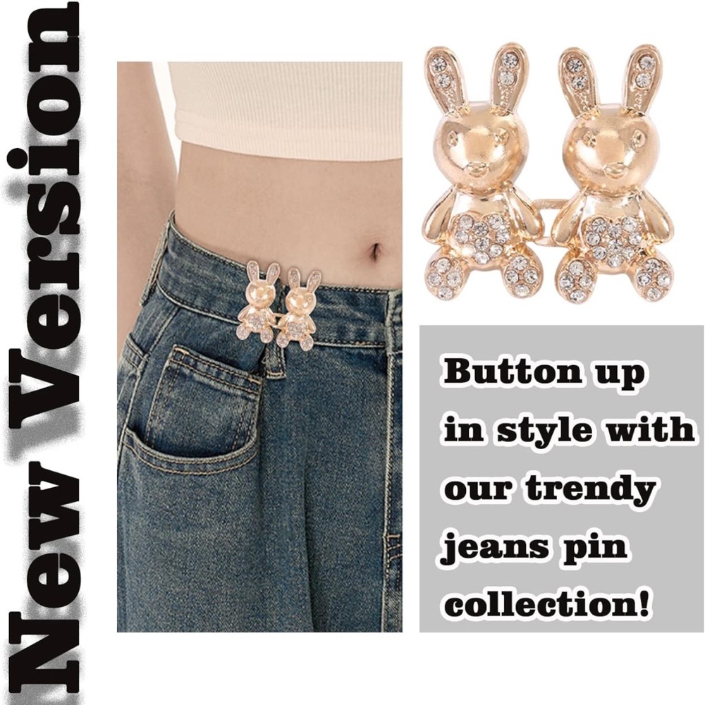 Teddy Bear Button Pins for Jeans (4 Pairs) - Picture 2 of 6